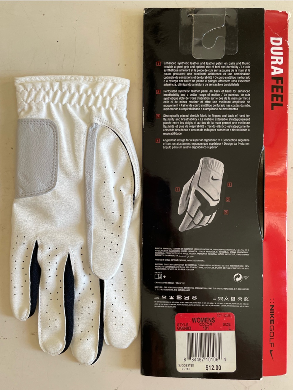2 Nike Women’s Left Size Large 22 cm. Summerlite and Durafeel Golf Gloves New - Picture 8 of 12